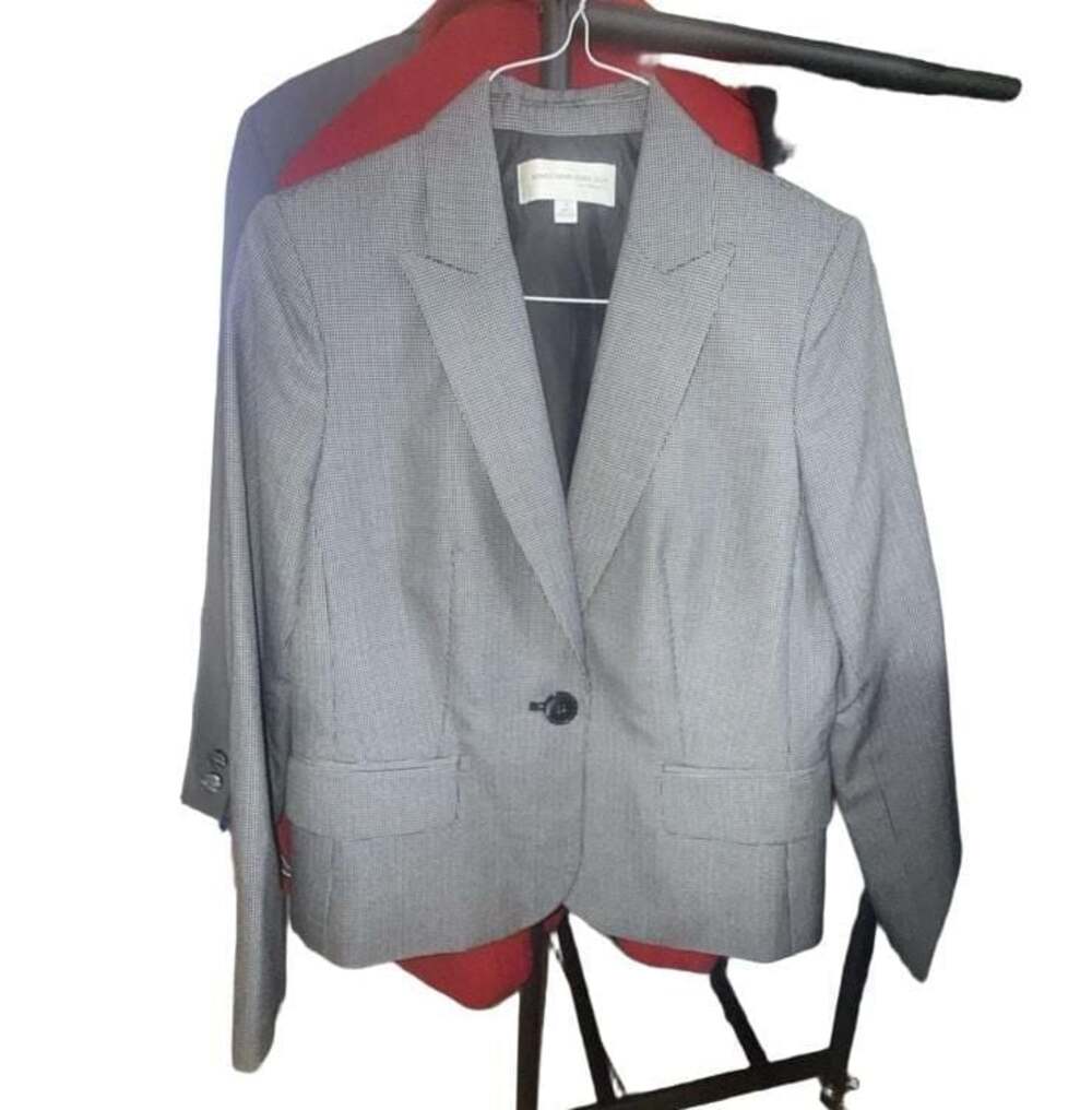 Jones New York Suit Separates Gray Houndstooth Blazer Size 10